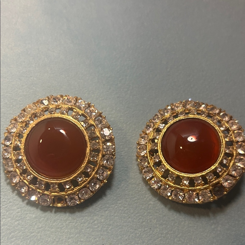 Heidi daus for Jim Walter’s Radiant Gold and Red Crystal Earrings - Picture 2 of 3